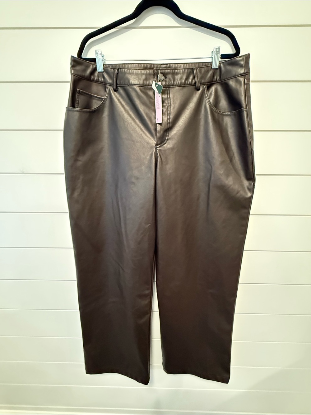 NWT Wild fable Faux Leather Crop wide leg Pants in Deep Brown Size 16